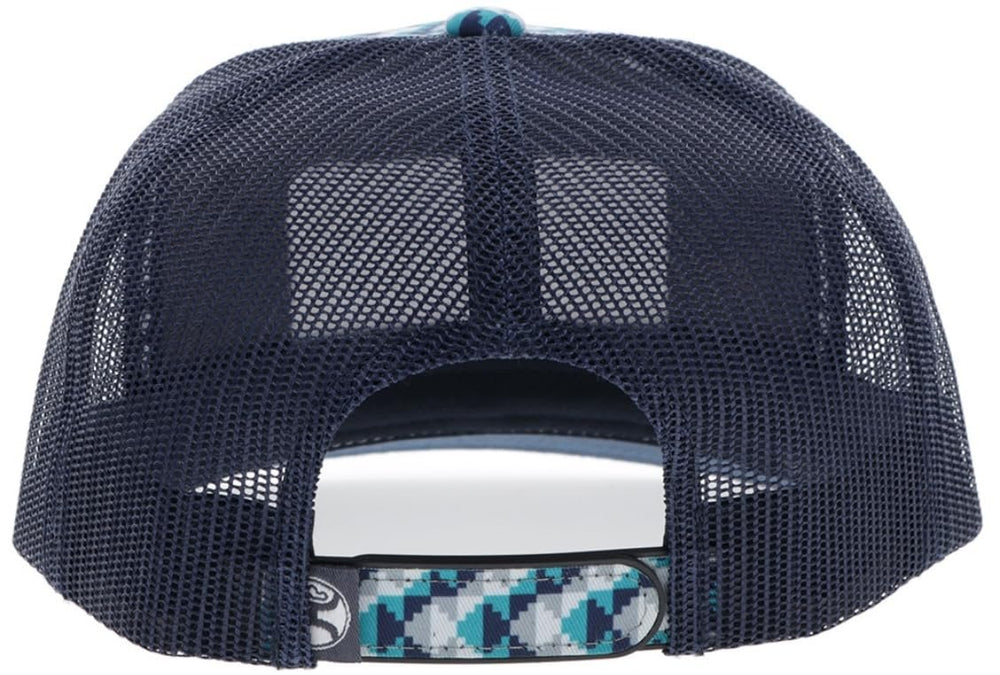 
                  
                    Navy blue mesh cap with a camouflage pattern on the back, on a white background
                  
                