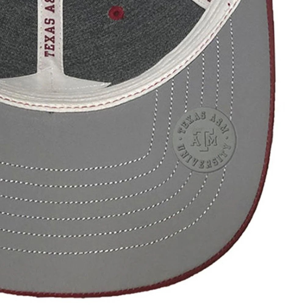 Gray cap with red brim and Texas A&M University logo on a white background