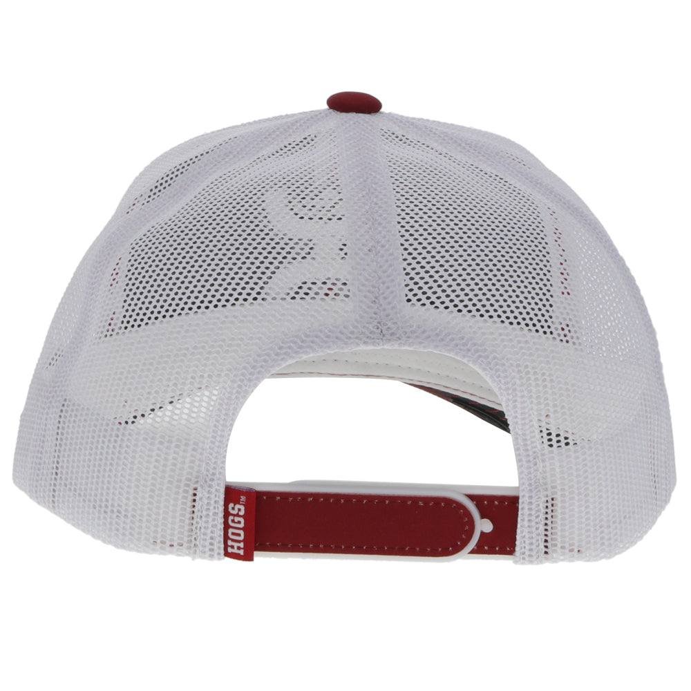
                  
                    White mesh cap with red accents on a white background
                  
                