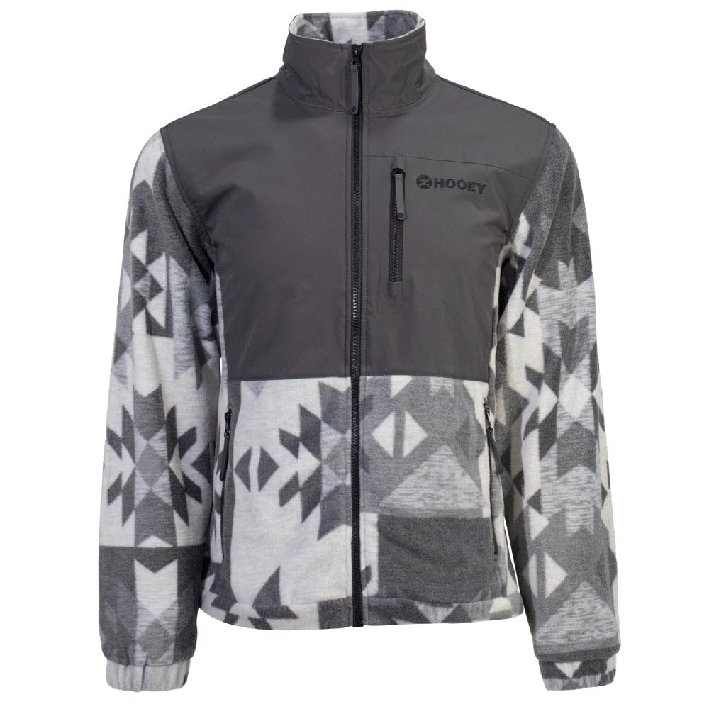Gray jacket with geometric pattern on a white background