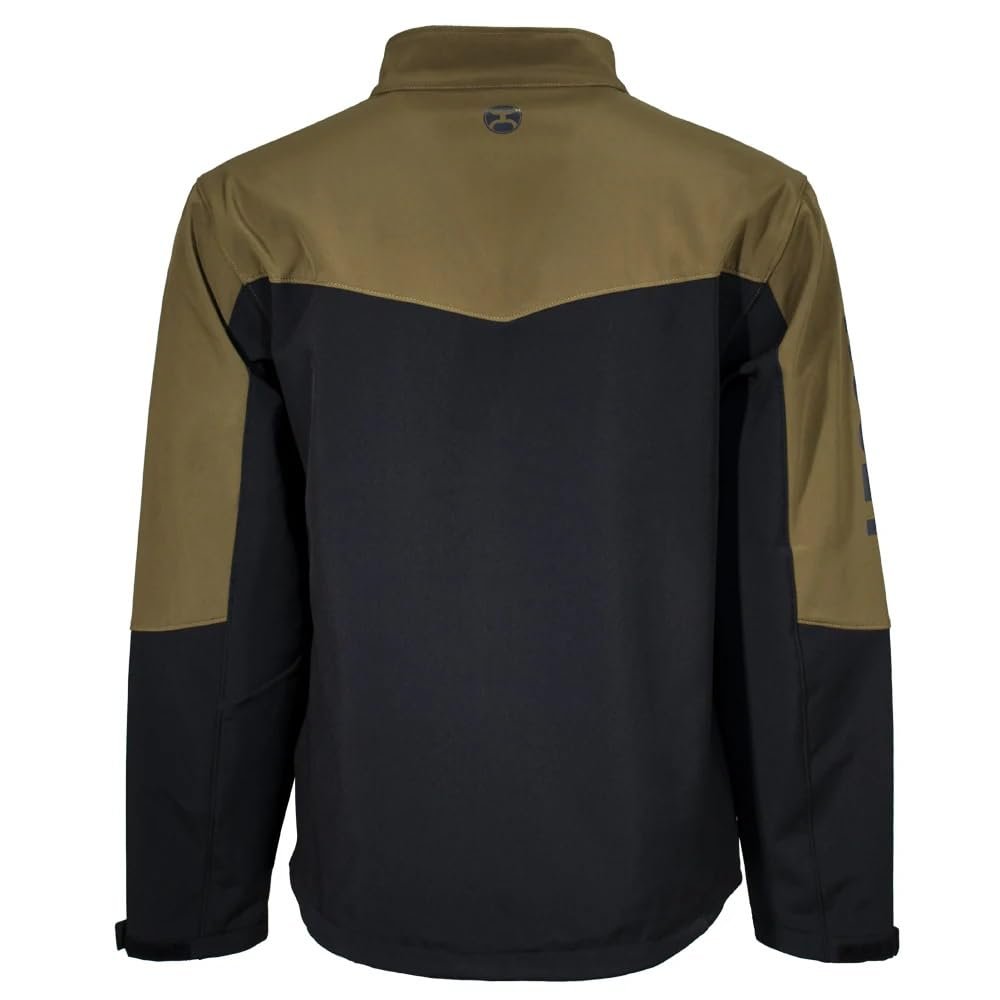 Two-tone jacket with black and brown colors on a white background