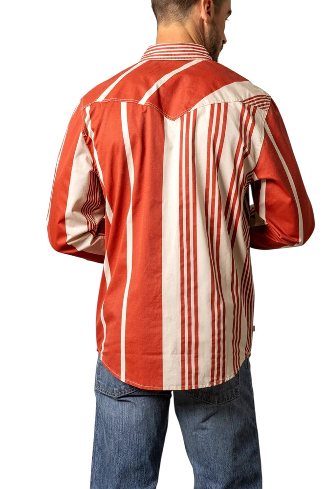 
                  
                    Person wearing a red and white striped shirt with blue jeans on a white background
                  
                