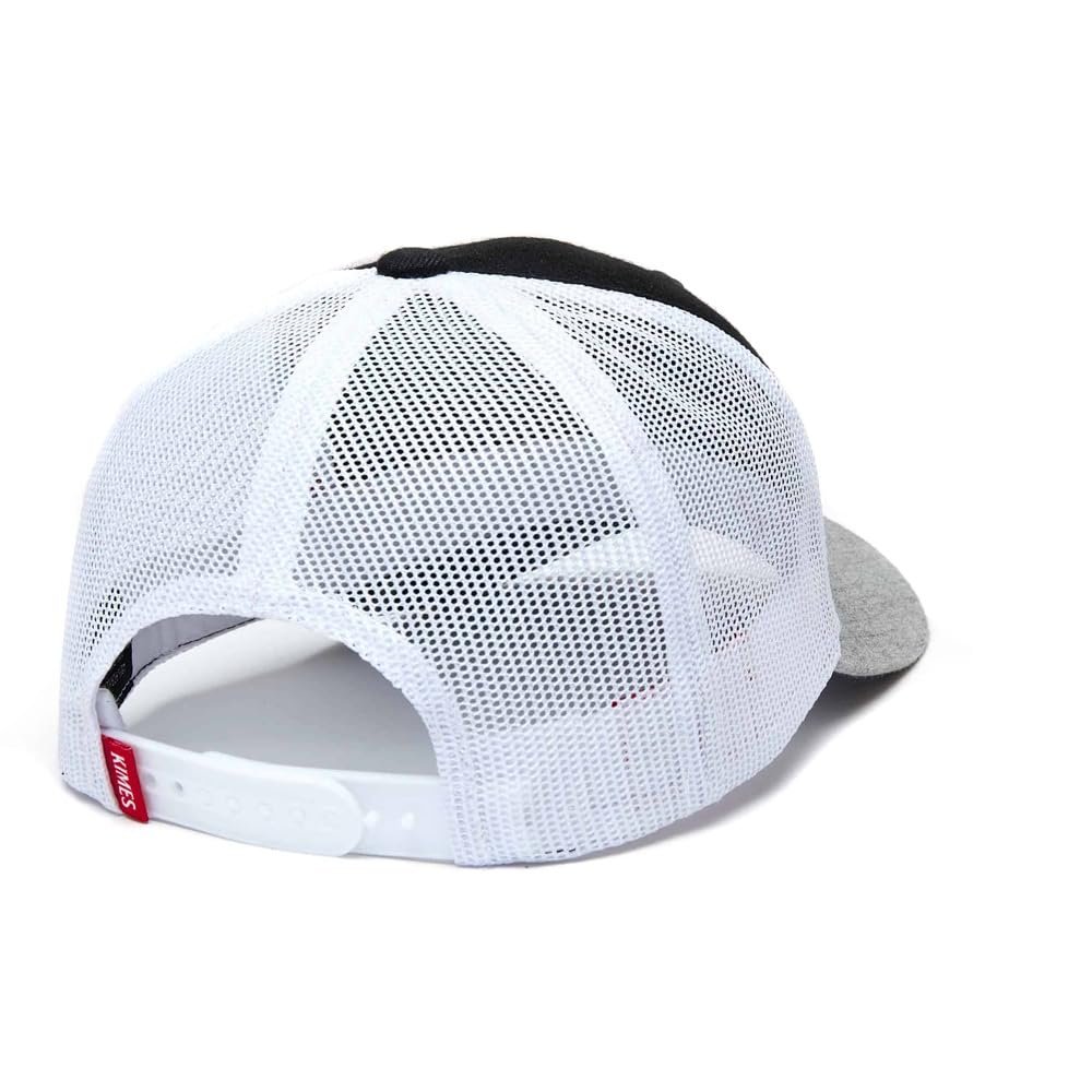 
                  
                    White mesh cap with black and gray visor on a white background
                  
                