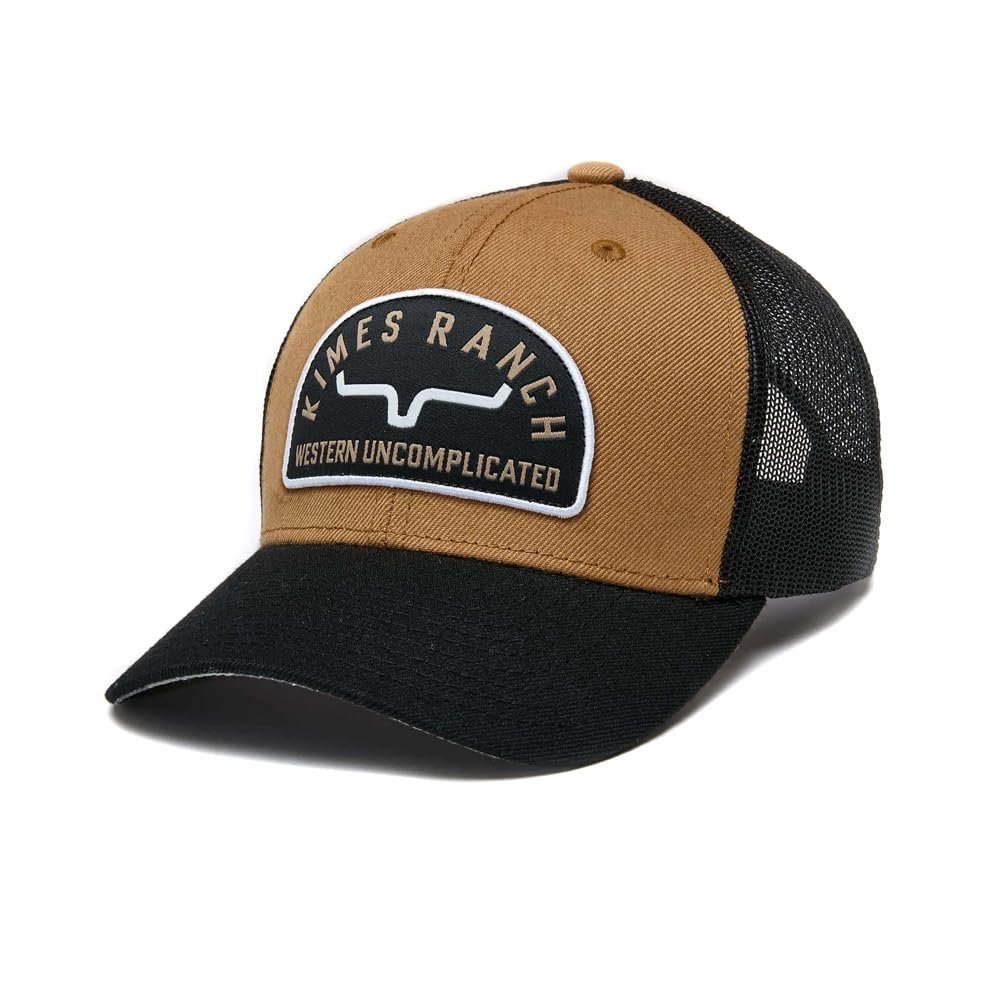 
                  
                    Brown and black cap with 'Kimes Ranch' logo on a white background
                  
                