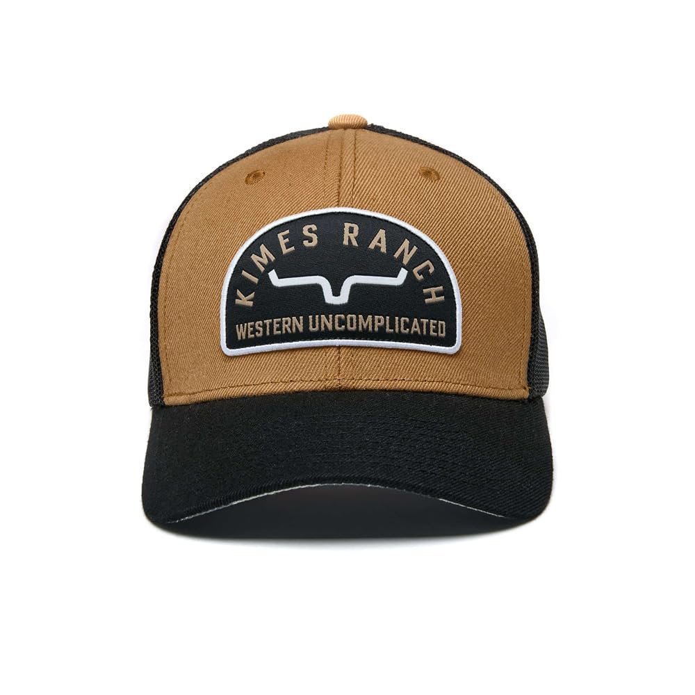 
                  
                    Brown and black cap with 'Kimes Ranch' logo on a white background
                  
                