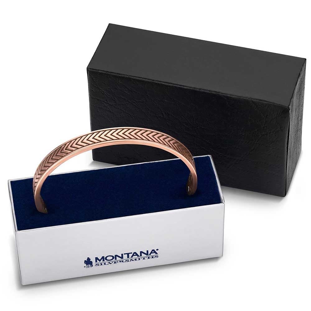 
                  
                    Rose gold bracelet in a Montana Silversmiths box on a white background
                  
                
