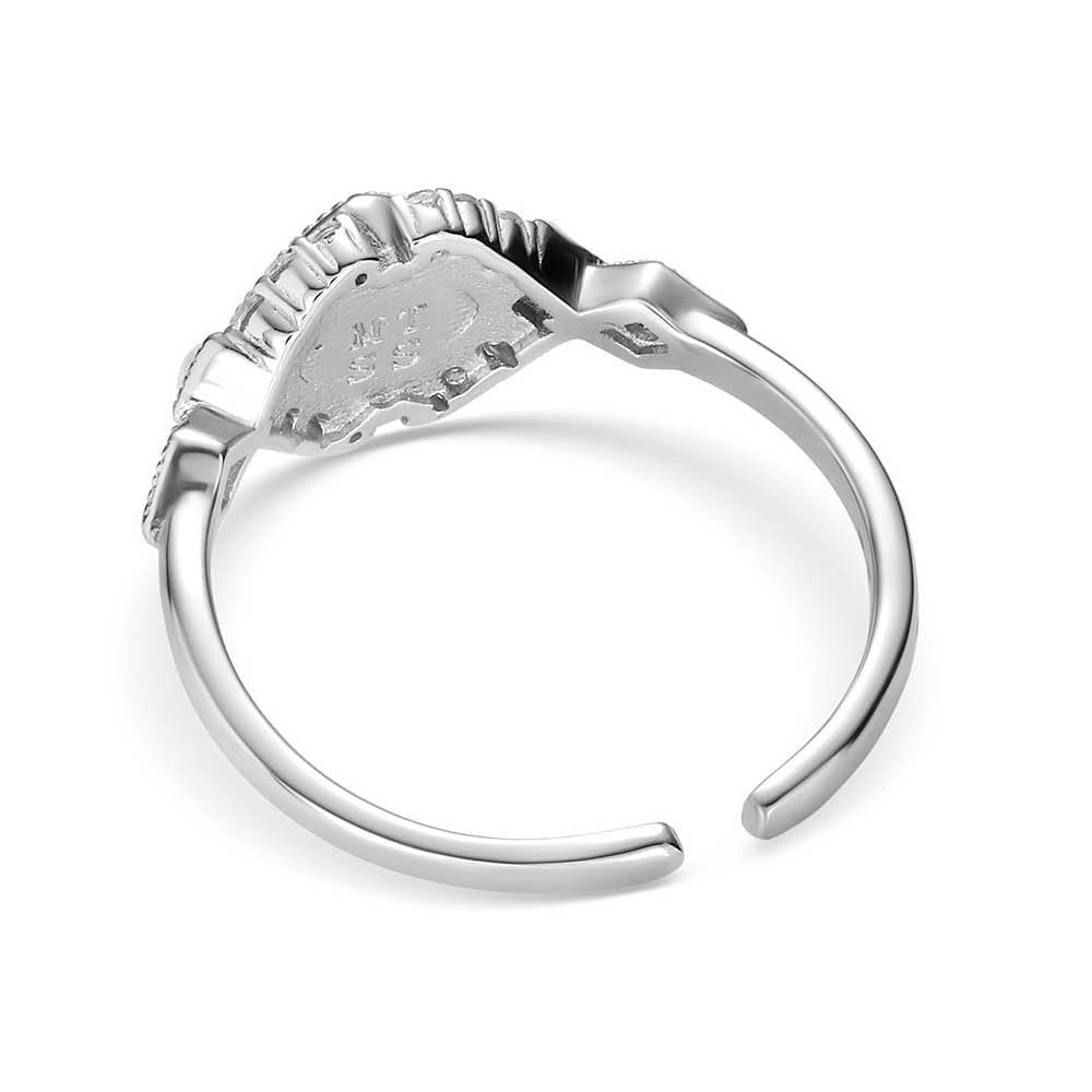 
                  
                    Silver ring with a diamond on a white background
                  
                