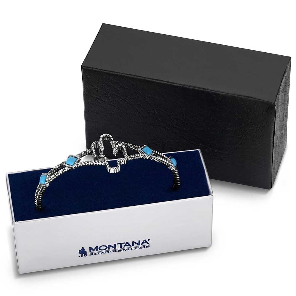 
                  
                    Silver tiara with blue stones in a Montana Silversmiths box
                  
                