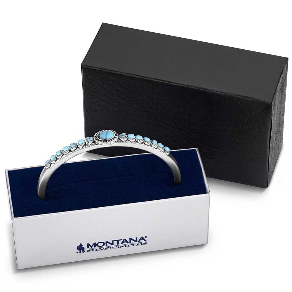 
                  
                    Silver tiara with blue stones in a Montana Silversmiths box
                  
                