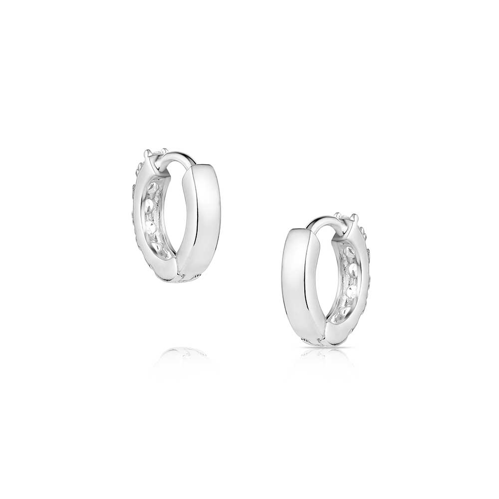 
                  
                    Pair of silver hoop earrings on a white background
                  
                
