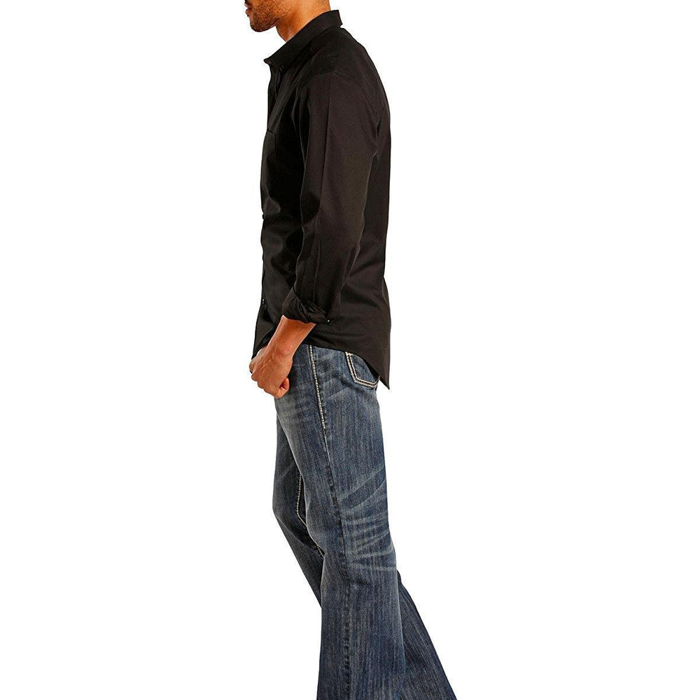 
                  
                    Side Profile of Rock & Roll Denim Men's Relaxed Fit Double Barrel Straight Leg Jeans
                  
                