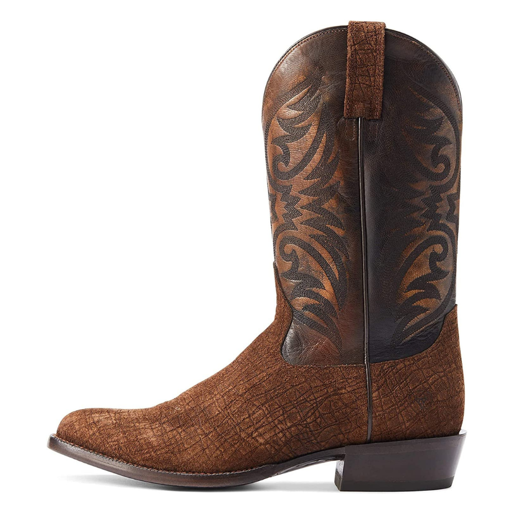 Side Profile of Ariat Men's Bankroll Western Boot in Hippo Tan Suede