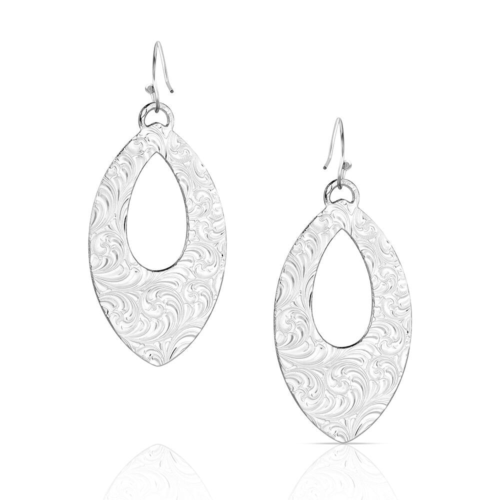 American-made silver Western dangle earrings by Montana Silversmiths featuring refined craftsmanship, lightweight comfort, and timeless cowgirl style.