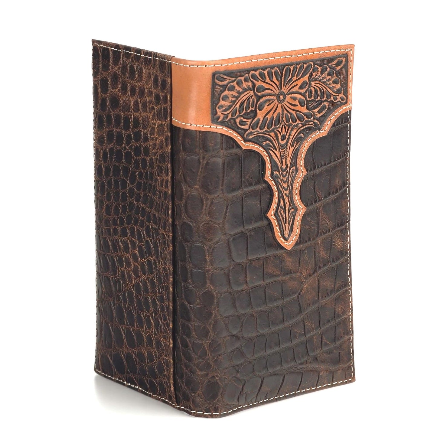 ARIAT A3552802 genuine leather rodeo wallet featuring floral embossing, western style, and everyday durability.