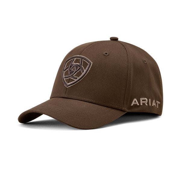 Ariat ADT Show Cap in Chocolate Brown, front view of adjustable cotton hat