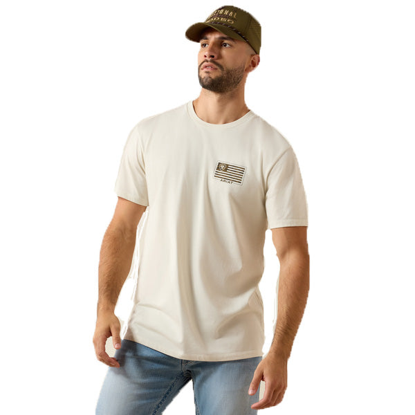 Ariat Men’s Buckle Flag Patriot T-Shirt in Silver Birch