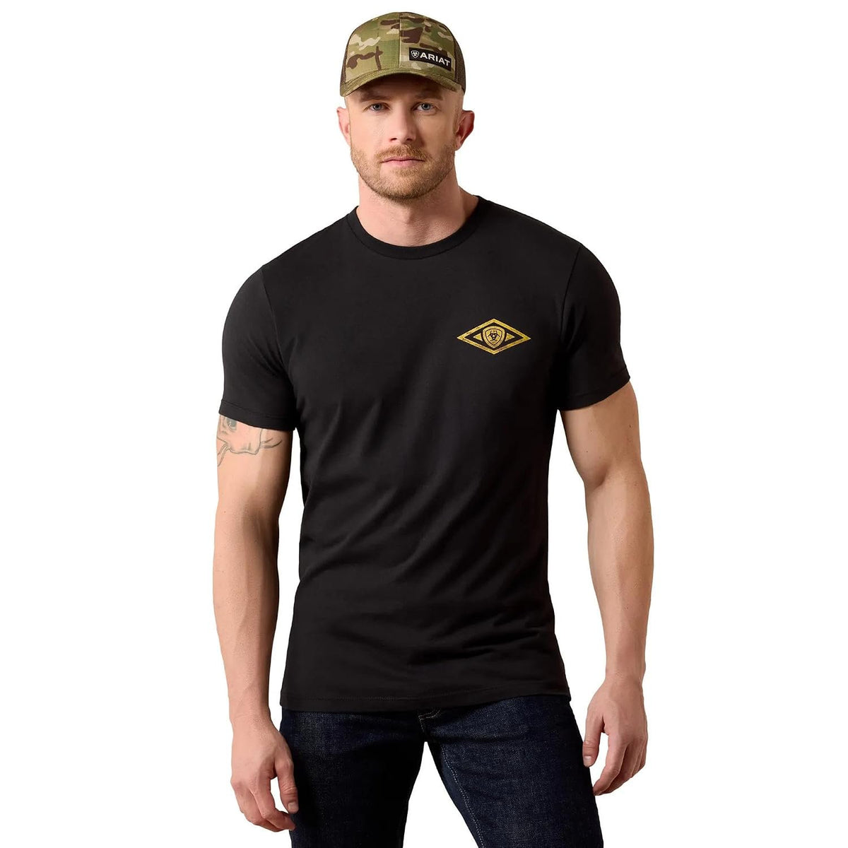 Front view of Ariat Fort Knox Locks T-Shirt in Black