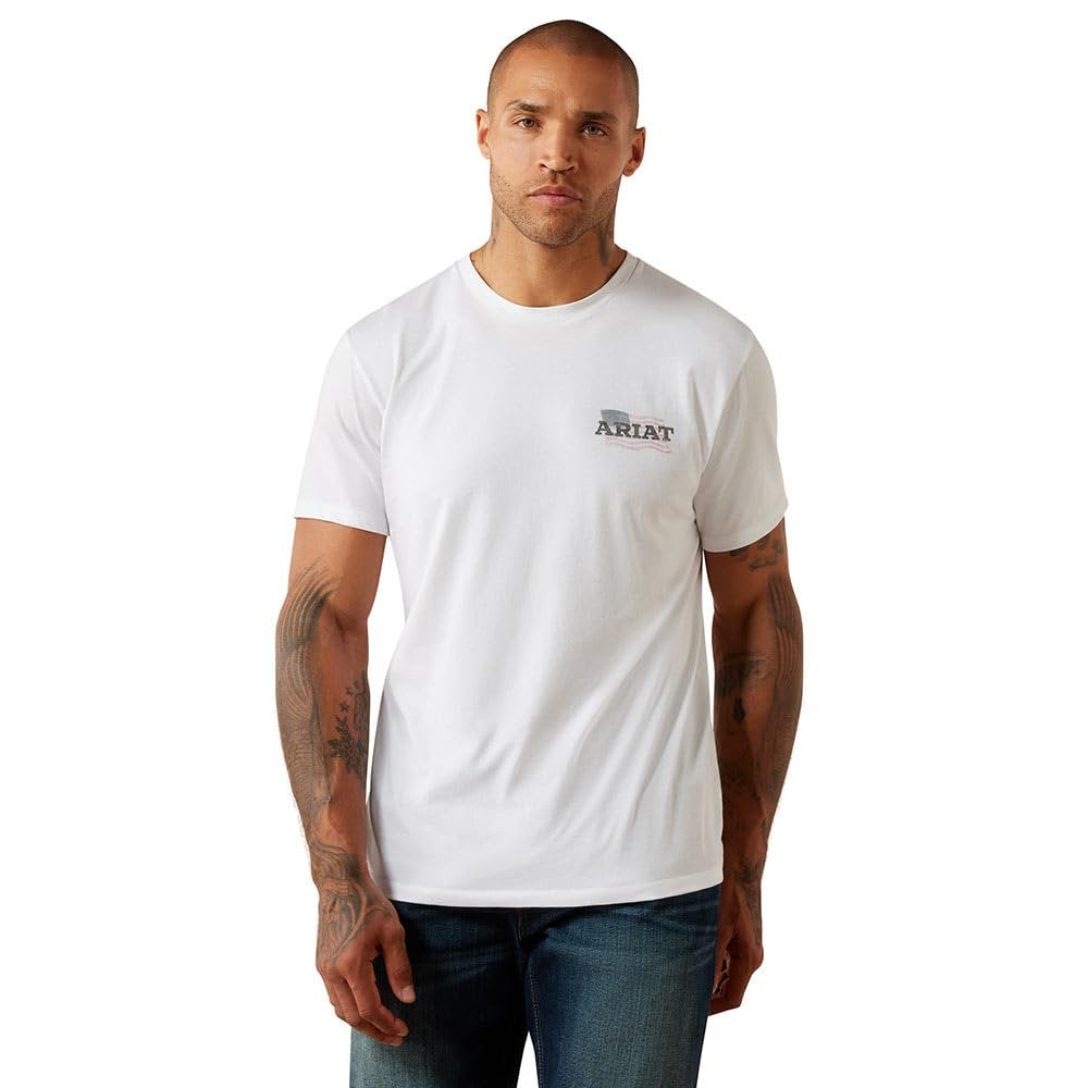 Men's Ariat white rodeo graphic casual T-shirt