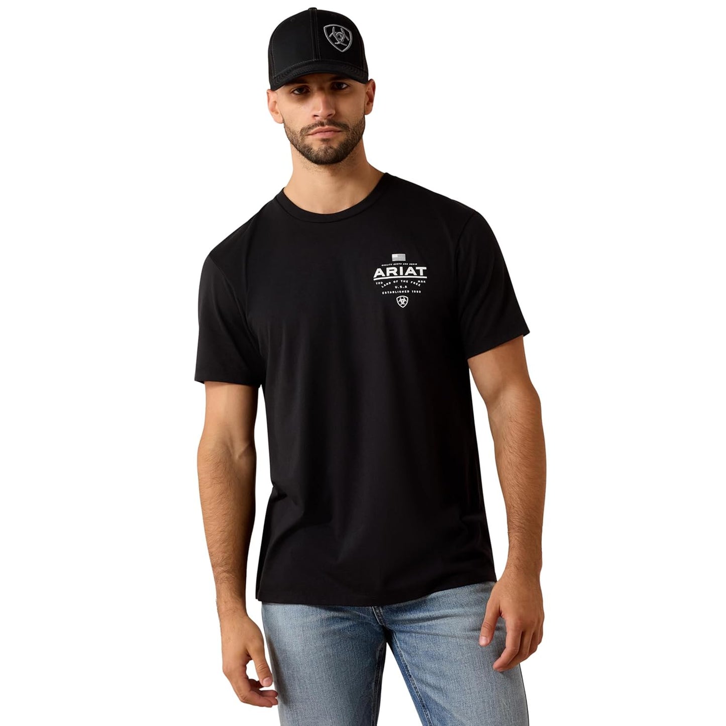 Ariat Men’s Lockup Flag Painted T-Shirt in black