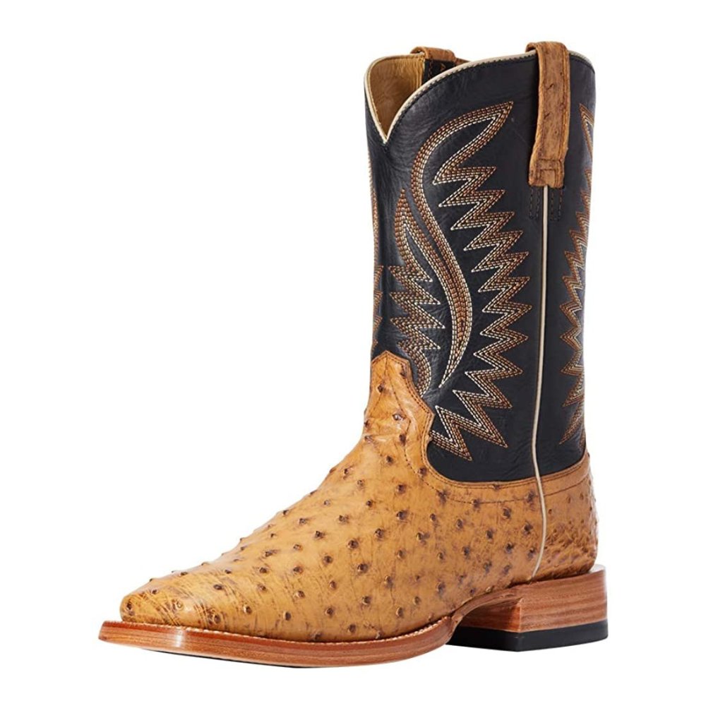 Ariat Men's Full Quill Ostrich Square Toe Western Boot crafted from genuine full quill ostrich leather with premium Western styling.