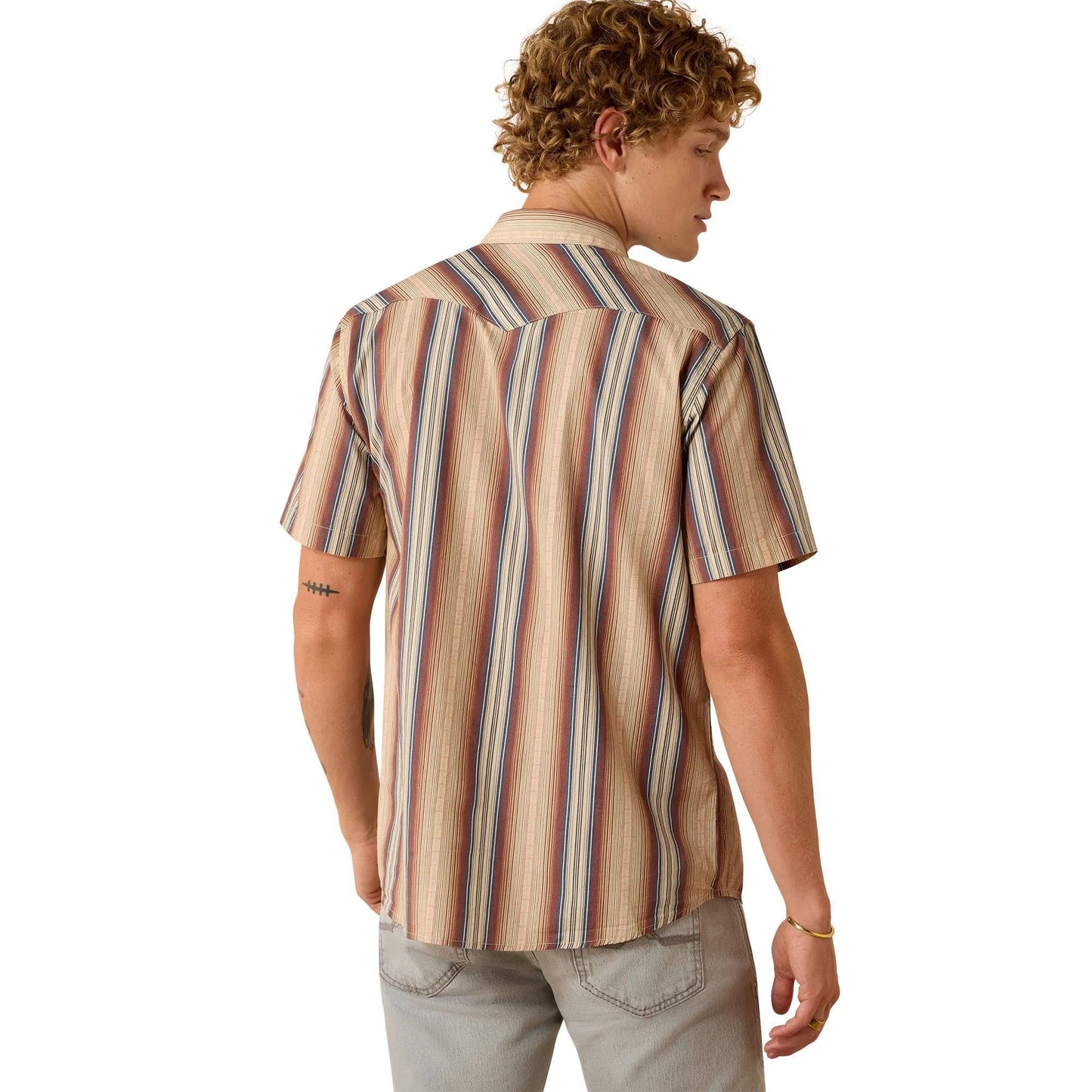 Ariat men’s snap western shirt copper brown stripe
