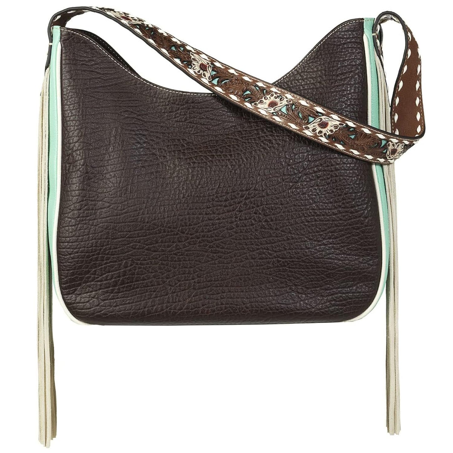 Ariat Women's Monroe Shoulder Bag in brown featuring genuine leather, a spacious interior, and timeless Western-inspired styling for everyday use.