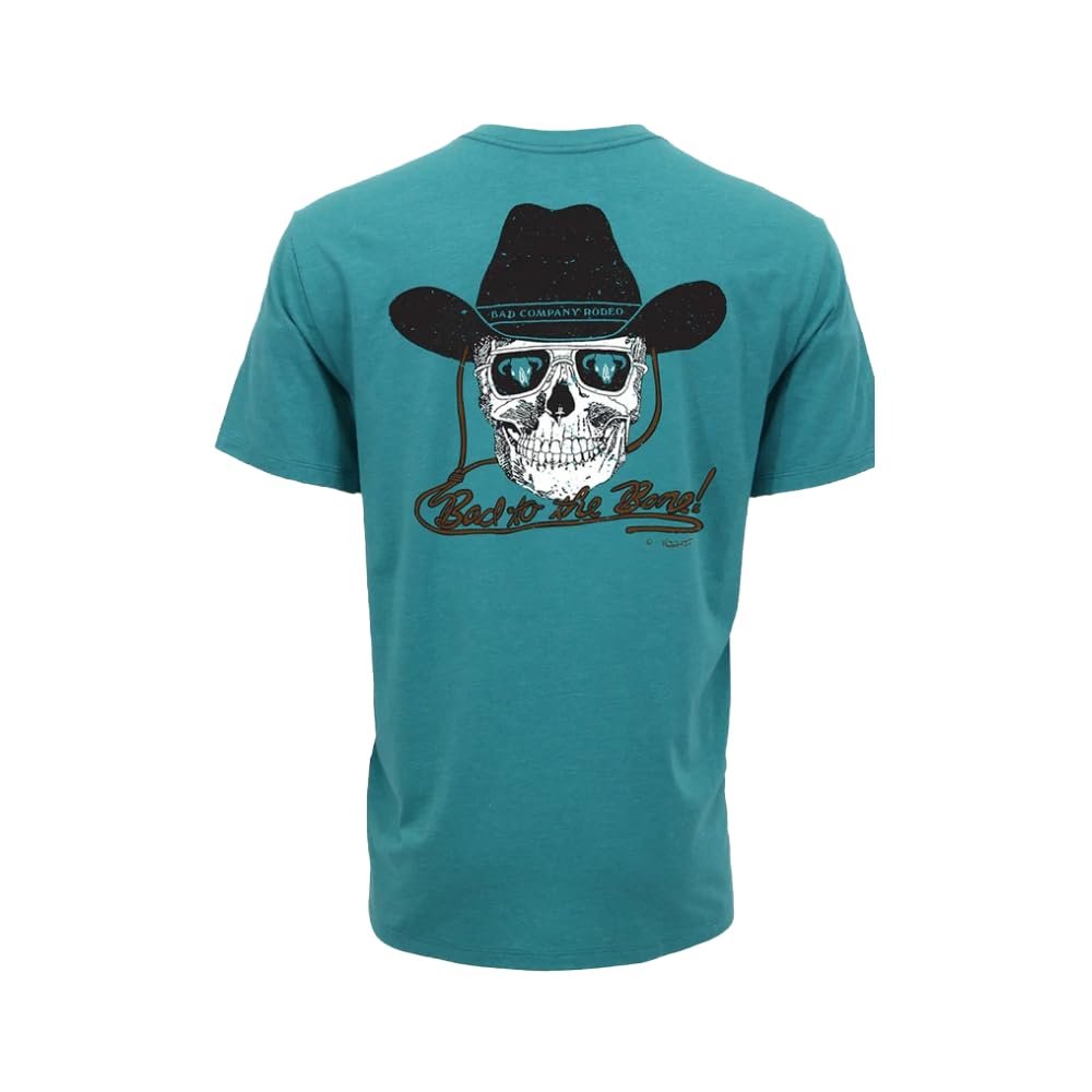 Bad Company Skull T Shirt Teal Black and White Logo Western Graphic Tee
