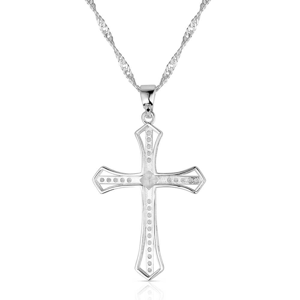 Crystal cross Western pendant necklace by Montana Silversmiths featuring brilliant crystal accents, silver-tone detailing, and elegant Christian cowgirl style.