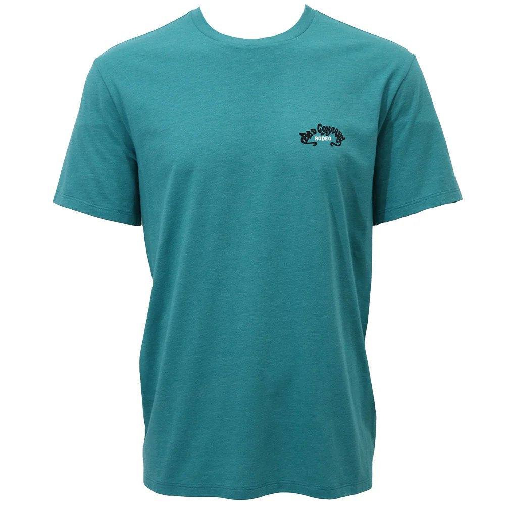 Hooey Bad Company Skull T Shirt Teal Black and White Logo Western Graphic Tee