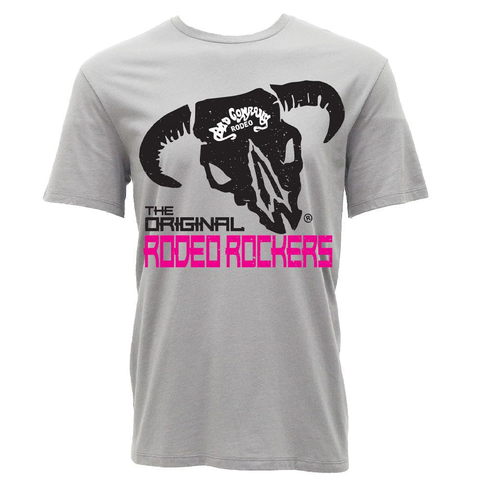 HOOEY Bad Company T Shirt Grey with Pink and Black Western Logo Graphic Tee Front View