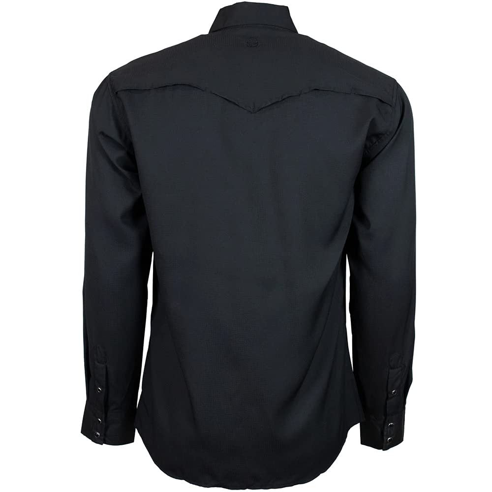 Back View of HOOEY Men's Black Long Sleeve Pearl Snap Western Shirt