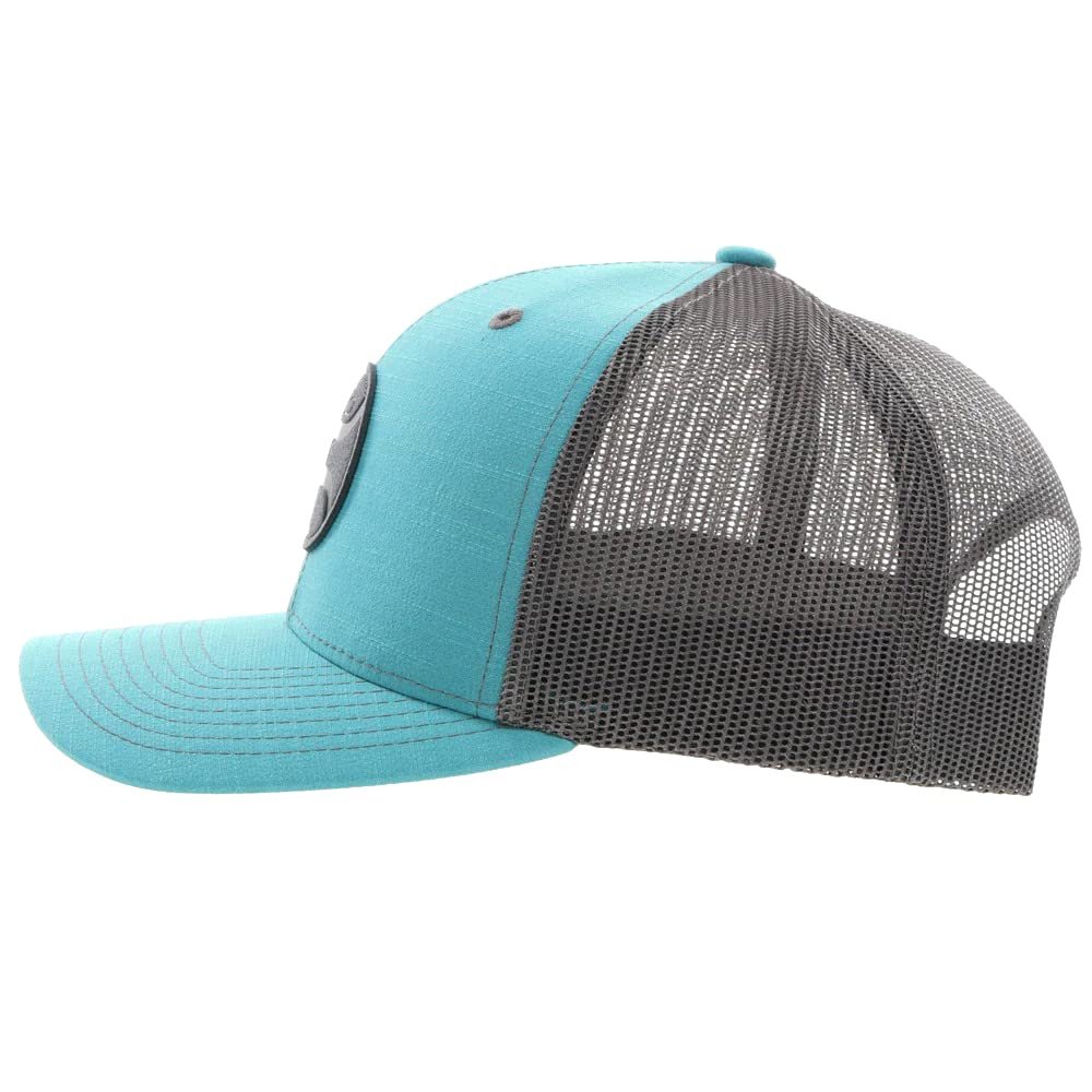 Side View of HOOEY Blush Teal Adjustable Snapback Trucker Cap
