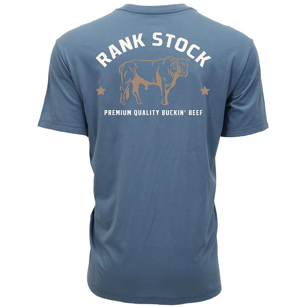 Back View of HOOEY Men's Charbray Dark Denim Western Graphic Cowboy T-Shirt