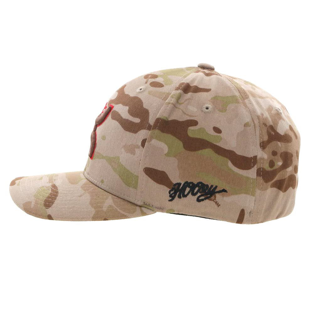 Side profile of HOOey Chris Kyle Brown Camo fitted western camouflage cap