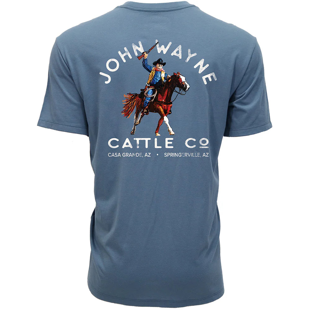 Back view of HOOey John Wayne dark grey western pocket t-shirt