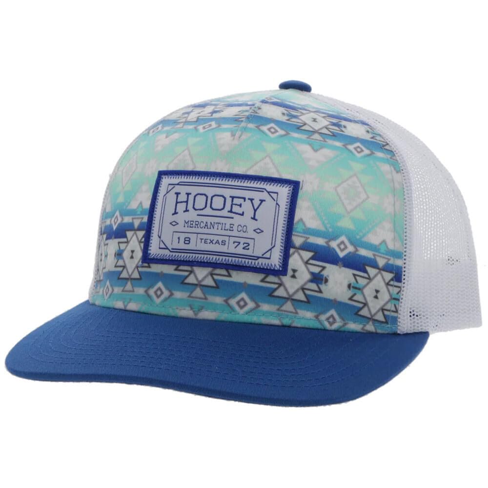 HOOEY Doc 5 Panel Trucker Hat Teal White Snapback Western Cap with Patch Front View
