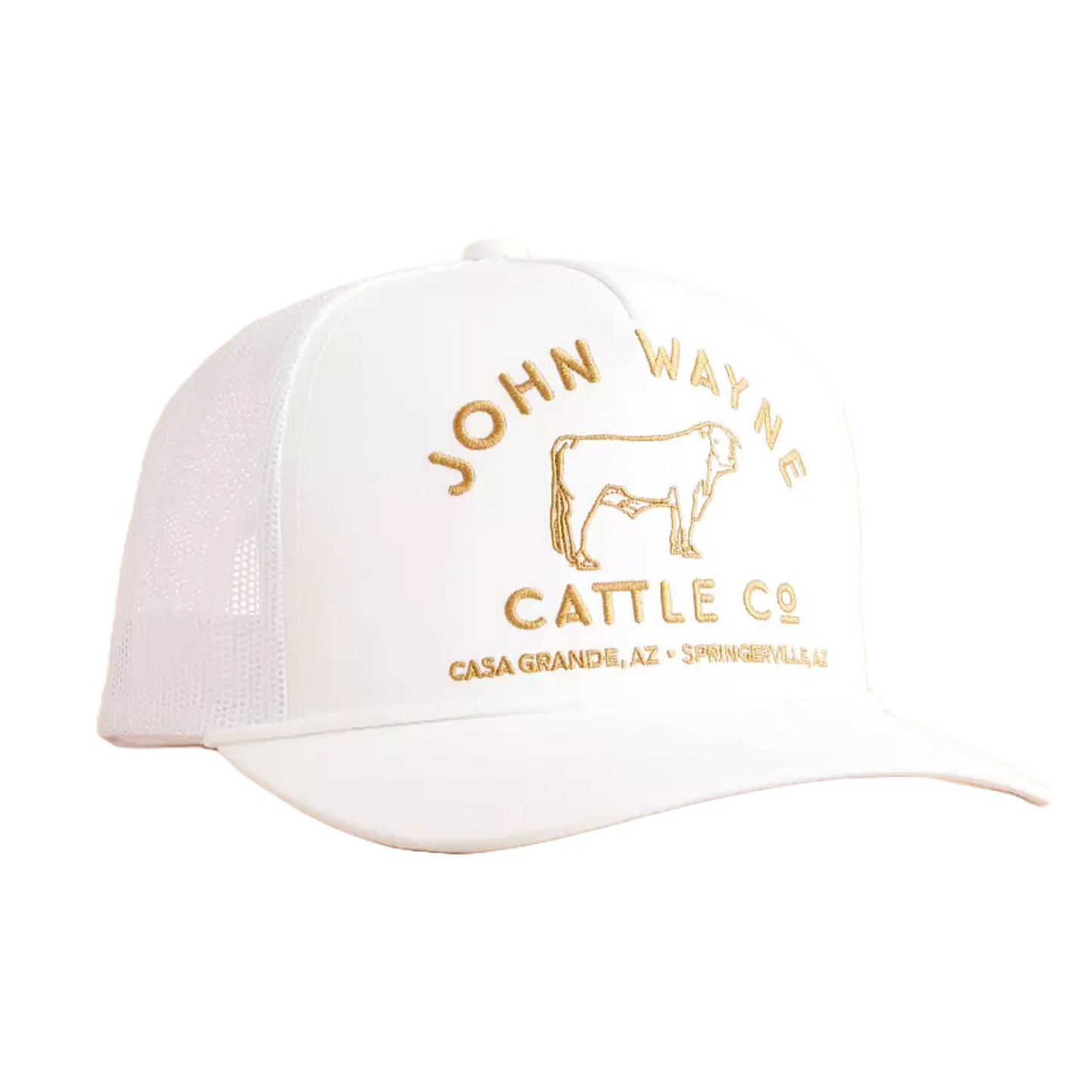 Angled view of HOOEY John Wayne Cattle Co. western trucker cap with classic ranch-inspired design