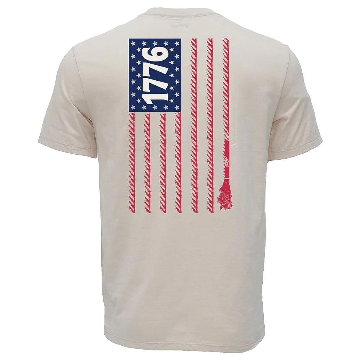 Back View of HOOEY Men's 1776 Cream American Flag Western Graphic T-Shirt