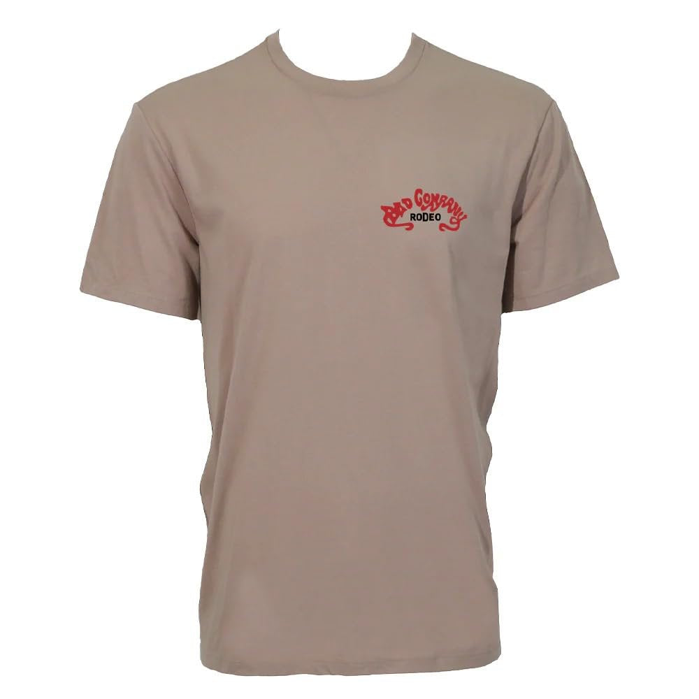 HOOEY Men's Bad Company T-Shirt Tan Multi-Color Logo Western Graphic Tee Front View