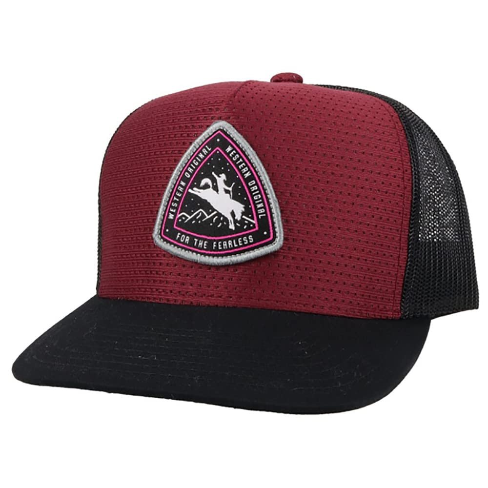 HOOEY Men's Roughy Maroon Black Trucker Hat Front Angle View