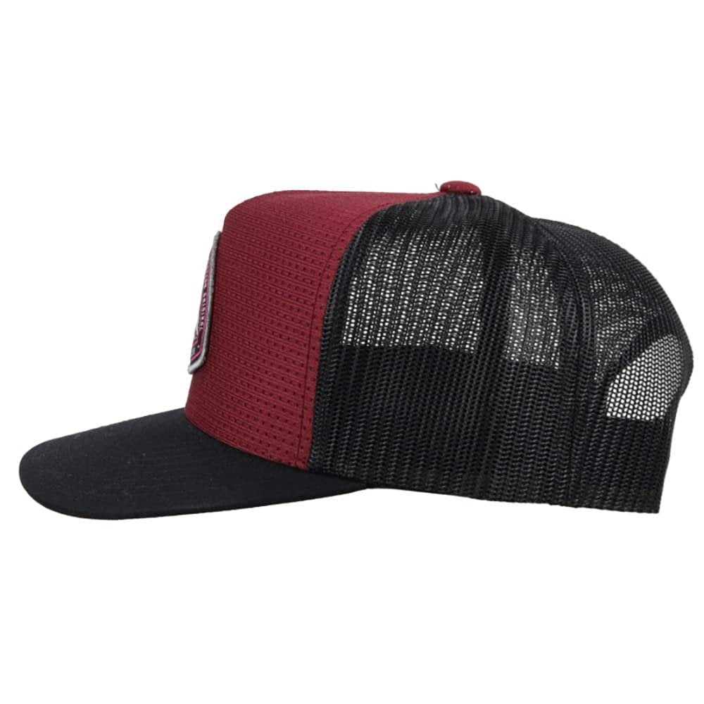 Side View of HOOEY Men's Roughy Maroon Black Adjustable Western Cap