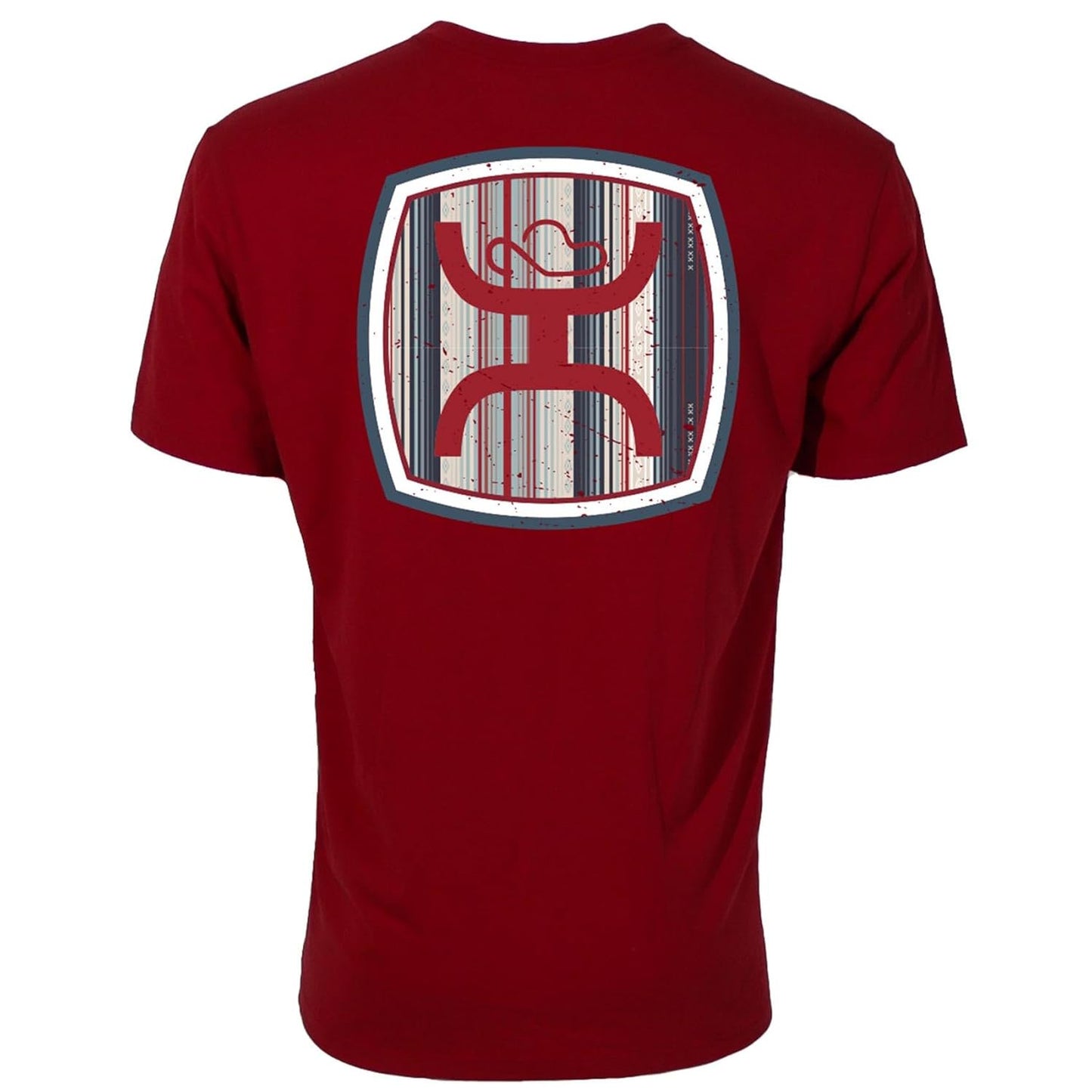 Back View of HOOEY Men's Zenith Red Multi-Color Stripe Western Graphic Tee