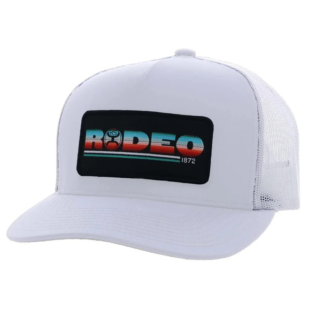 HOOEY Rodeo Adjustable Snapback Trucker Mesh Back Hat with Logo White Front View