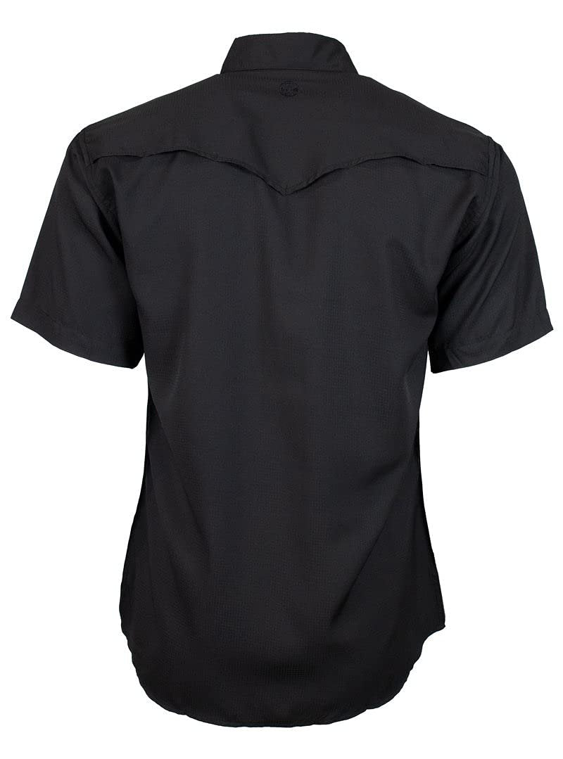 Back View of HOOEY Men's Sol Short Sleeve Pearl Snap Shirt Black