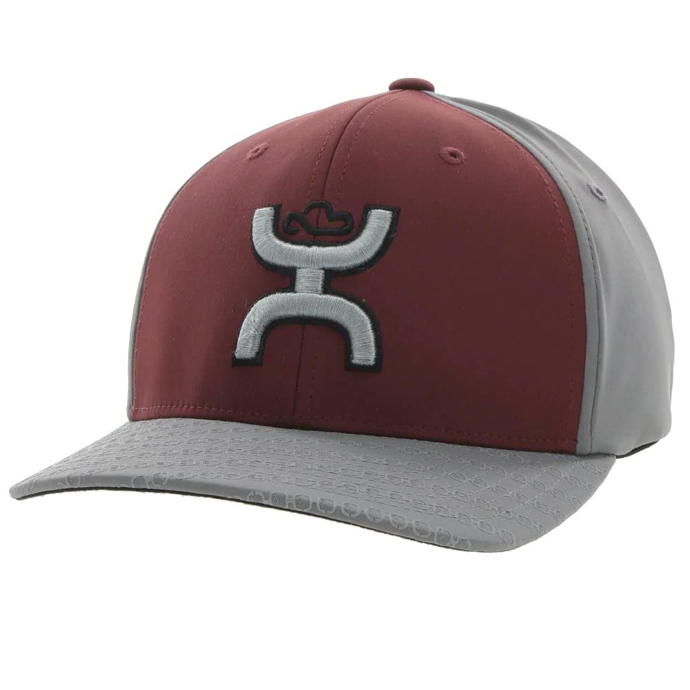 HOOEY Solo III Youth Maroon Grey Flexfit Western Cap Front Angle View