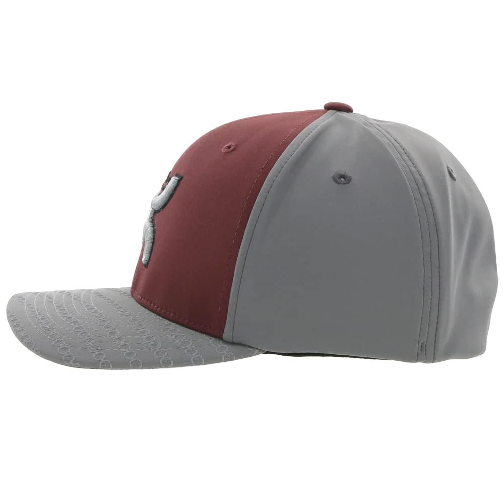 Side View of HOOEY Solo III Youth Flexfit Hat Maroon Grey