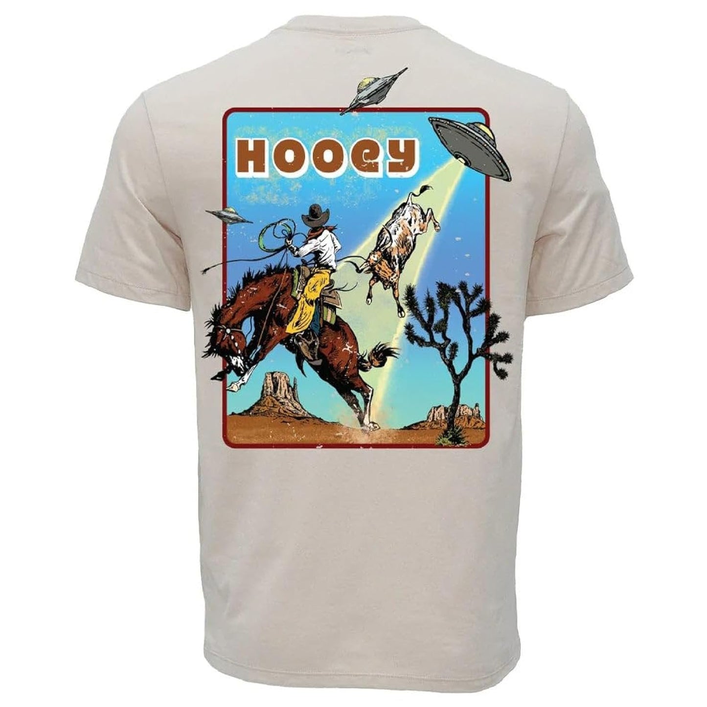 Men's HOOEY Space Rustler western T-shirt with futuristic Space Cowboy artwork and comfortable everyday fit.