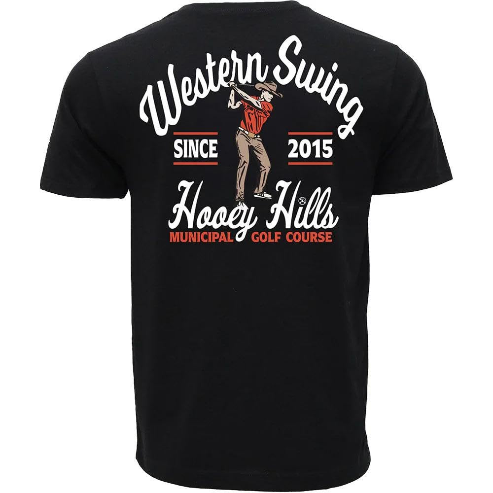 Back View of HOOEY Western Cowboy Golf T-Shirt Black Graphic Tee