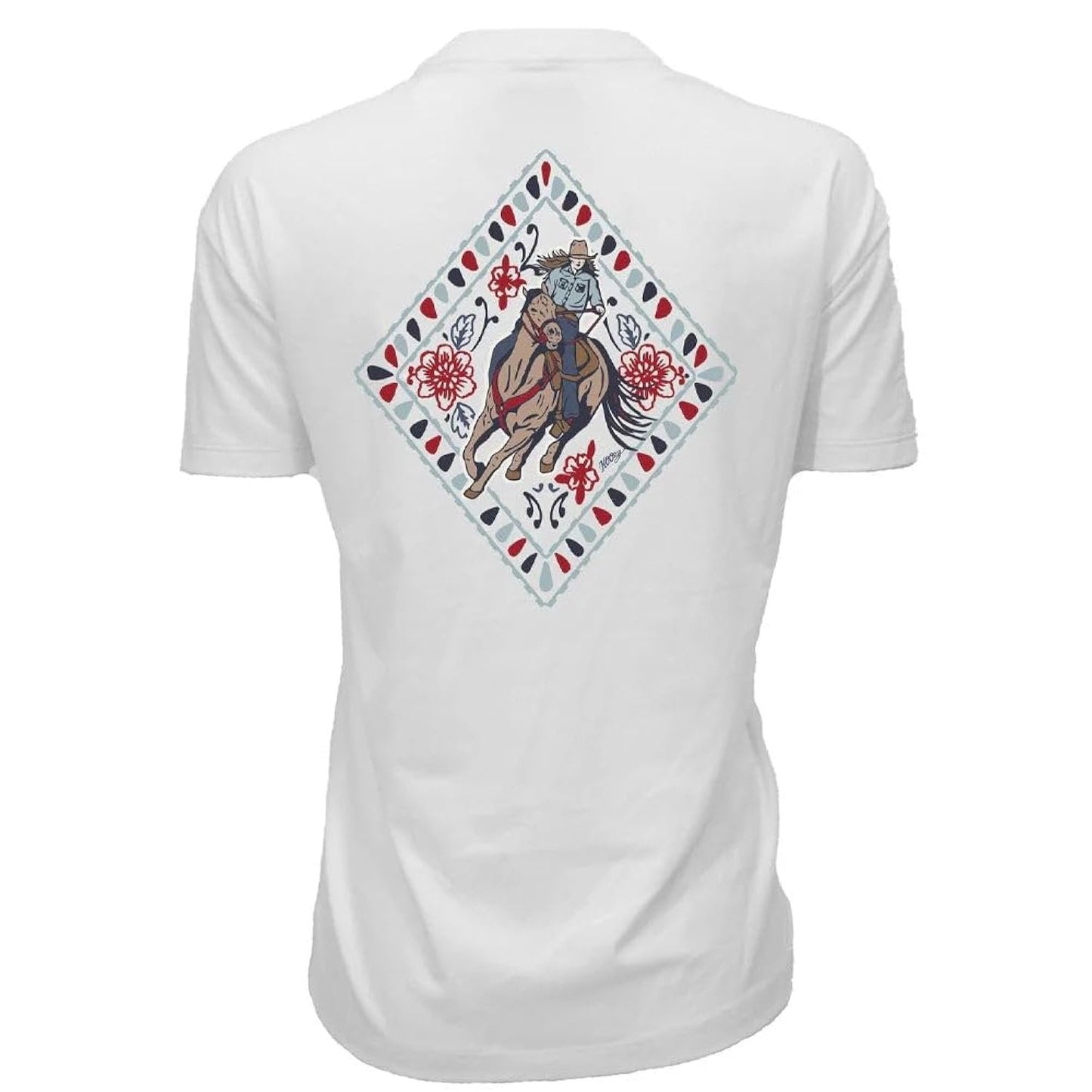 HOOEY women's western horse graphic T-shirt in cream designed for rodeos, ranch life, and casual wear.