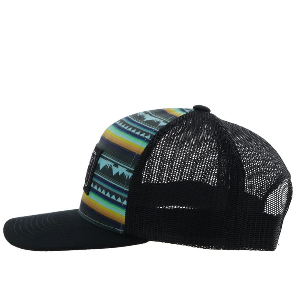 Side View of HOOEY Youth Doc Aztec Snapback Cap Turquoise Black